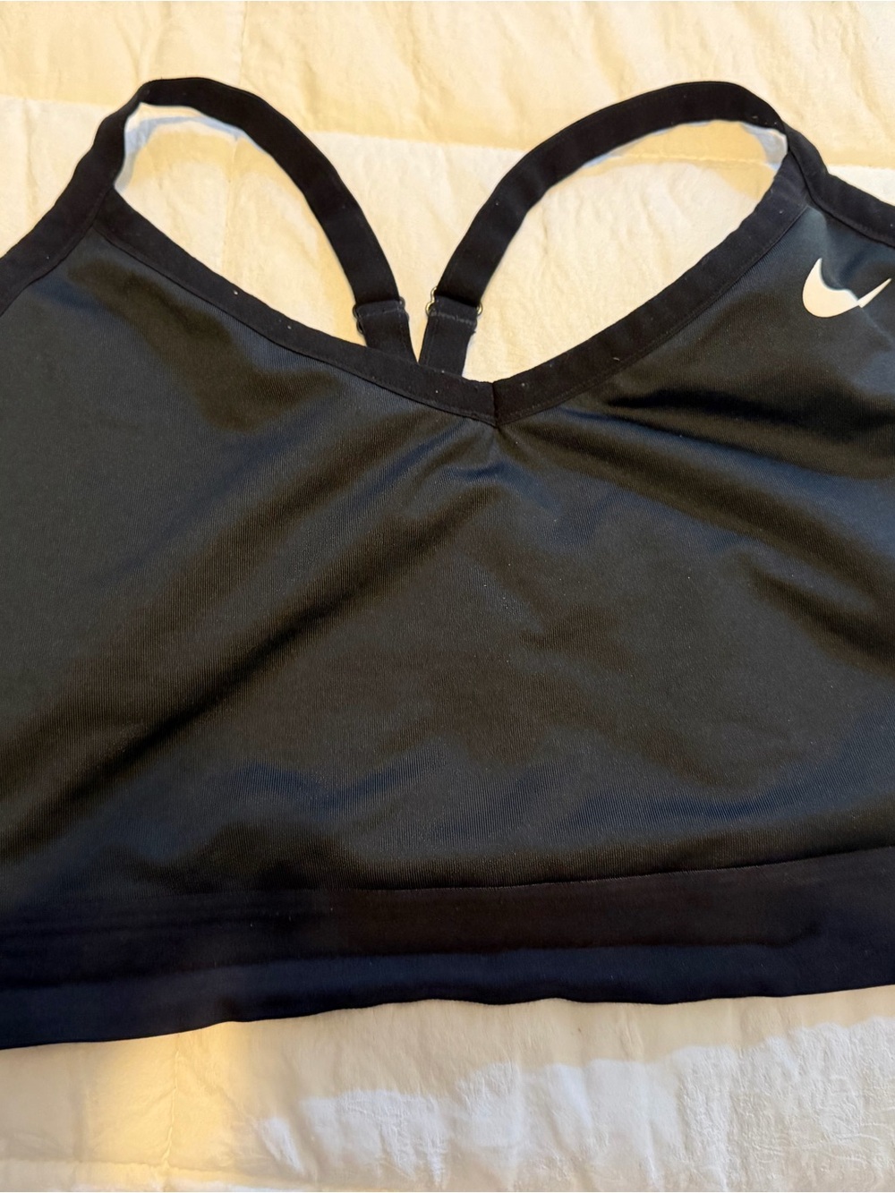 Nike Black Racerback Sports Bra with White Swoosh